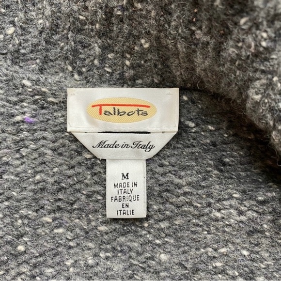 Vintage Talbots Italy Confetti Gray Zip Front Wool Thick Sweater Jacket Size M - Picture 11 of 16